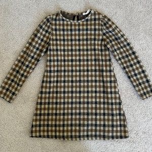 Zara Plaid Kids Dress - Brown and Black